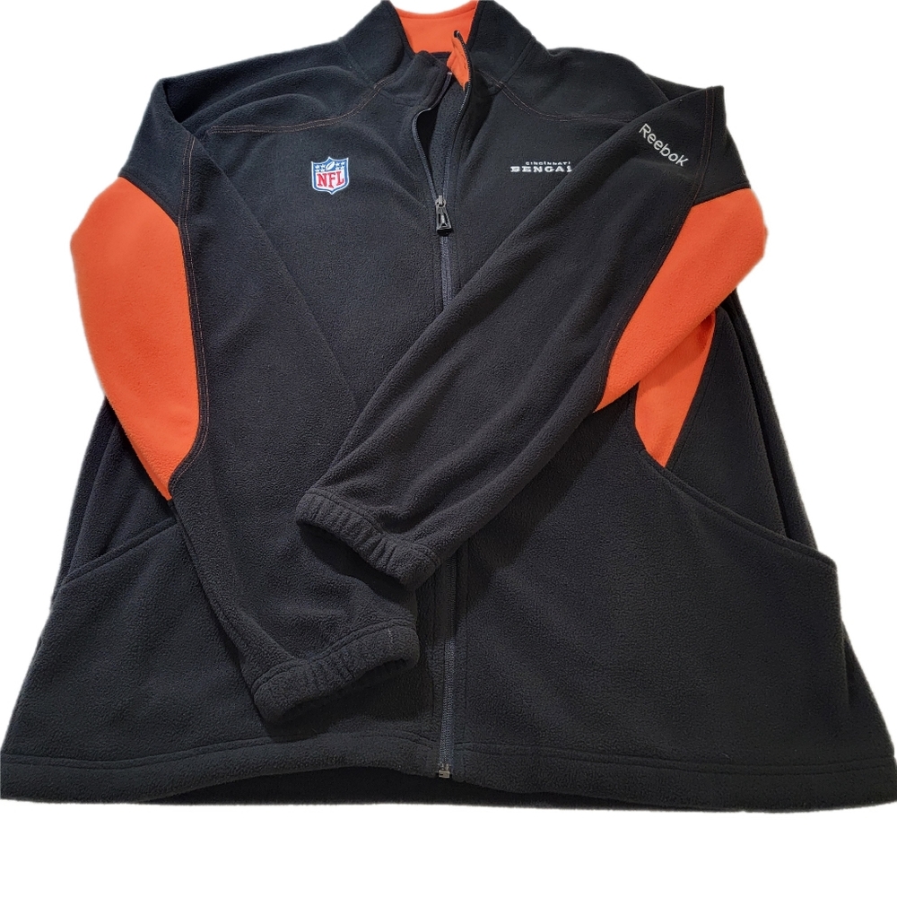 Mens size Large 2011 Reebok NFL Cincinnati Bengals Full Zip Fleece Jacket